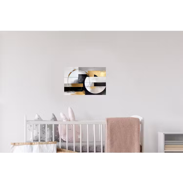 Abstract - Goud - Zilver - Vormen - Aesthetic Muursticker klein -kinderkamer