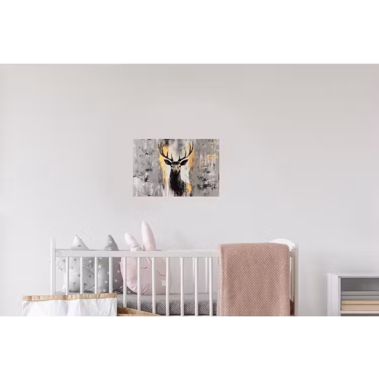 Abstract - Hert - Gewei - Goud Muursticker klein -kinderkamer