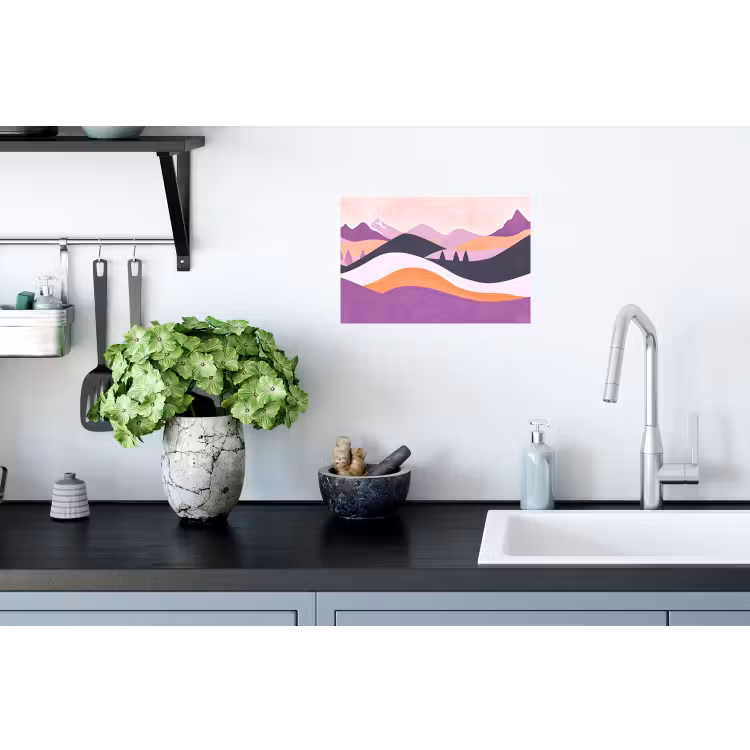 Abstract - Heuvels - Bomen - Groen Muursticker klein -keuken