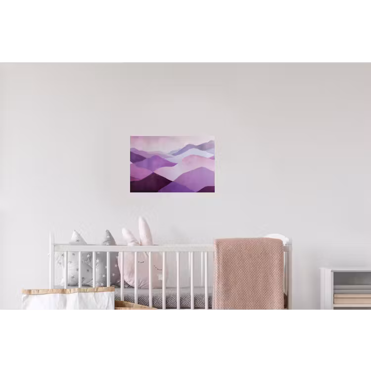 Abstract - Heuvels - Landschap - Paars Muursticker klein -kinderkamer