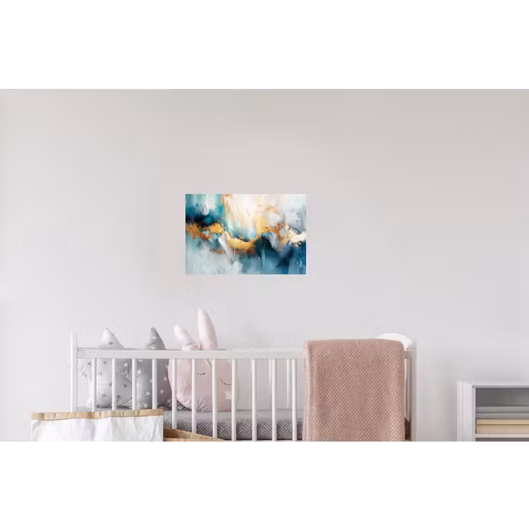 Abstract - Kunst - Gold - Blauw Muursticker klein -kinderkamer