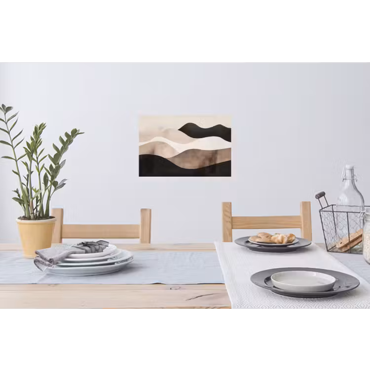 Abstract - Landschap - Golven - Crèmekleur Muursticker klein -eettafel