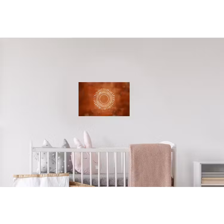 Abstract - Lijnen - Zonnestralen - Roodbruin Muursticker klein -kinderkamer