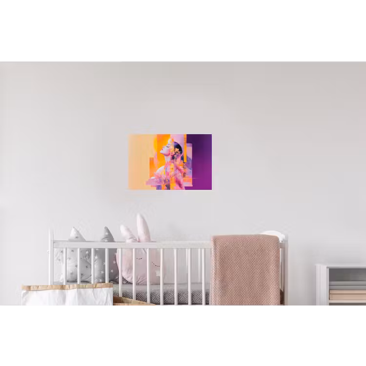 Abstract - Portret - Vrouw - Kleurrijk Muursticker klein -kinderkamer