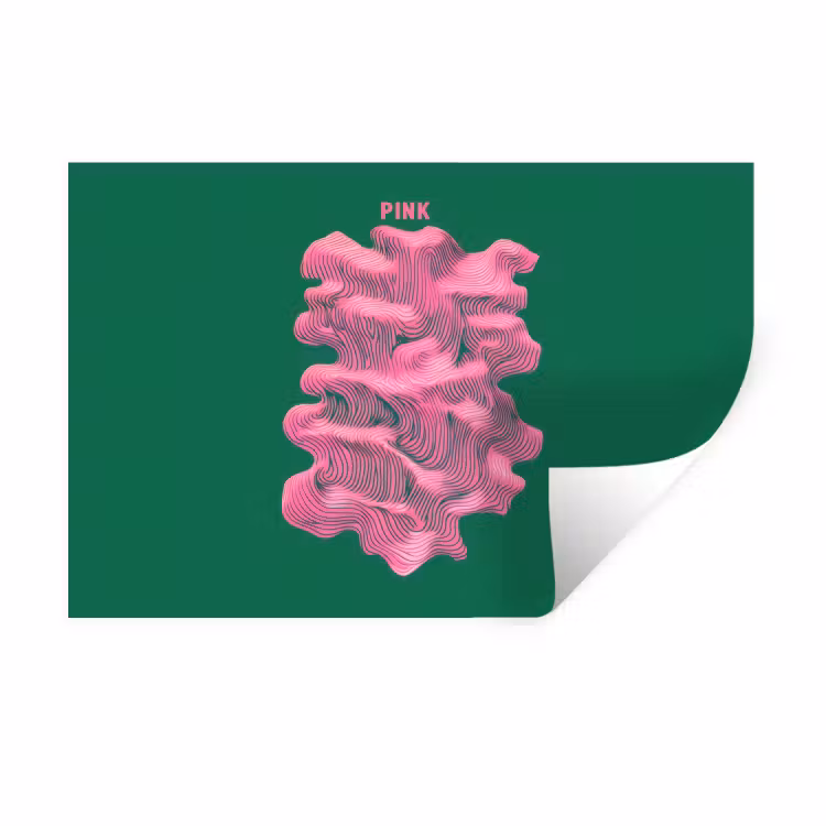 Abstract - Pink - Lijnen - Groen Muursticker klein -3d