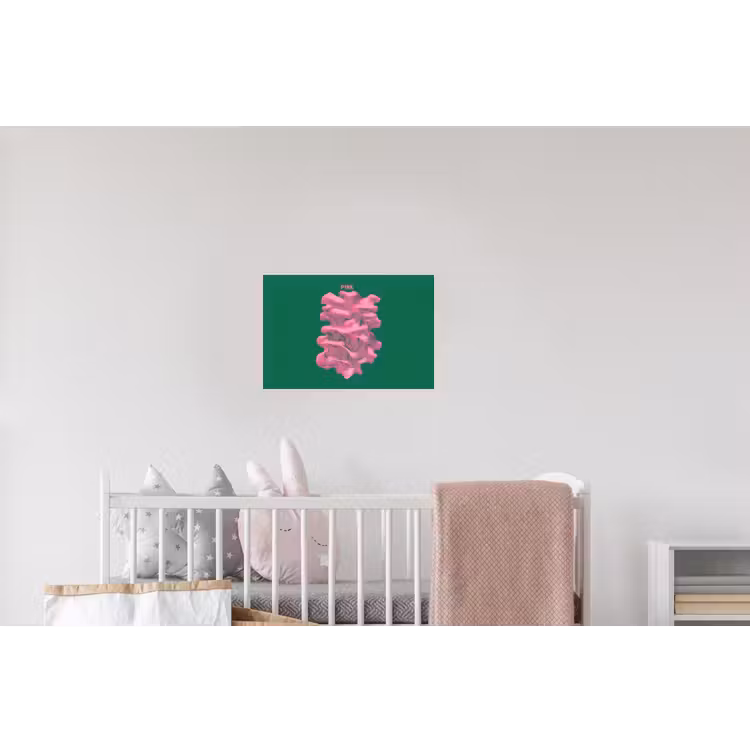 Abstract - Pink - Lijnen - Groen Muursticker klein -kinderkamer