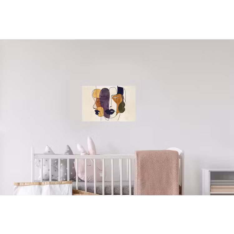 Abstract - Overlappende gezichten - Paars - Donkergroen Muursticker klein -kinderkamer