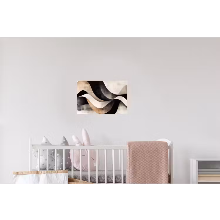 Abstract - Golven - Zwart - Verweerd Muursticker klein -kinderkamer