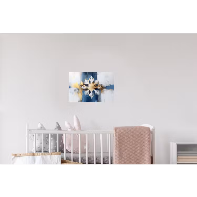 Abstract - Winter - Sneeuwvlok - Sneeuw - Goud Muursticker klein -kinderkamer