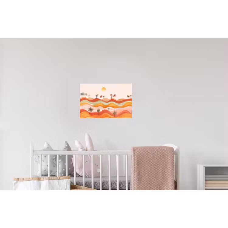 Abstract landschap - Palmbomen - Kleurrijk Muursticker klein -kinderkamer