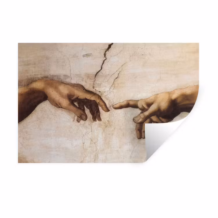 Adam - Michelangelo - Schilderij - Creation of Adam Muursticker klein -3d