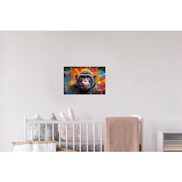 Aap - Gorilla - Graffiti - Dieren - Kleuren Muursticker klein -kinderkamer