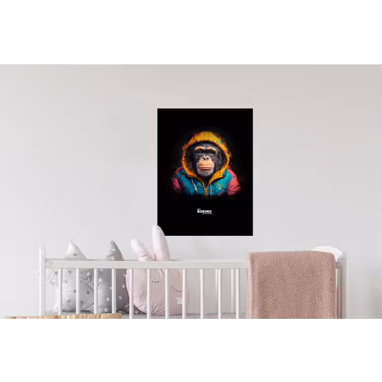Aap met kleurrijk vest Muursticker klein -kinderkamer