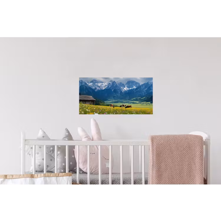 Alpen - Weide - Bergen - Koeien Muursticker klein -kinderkamer