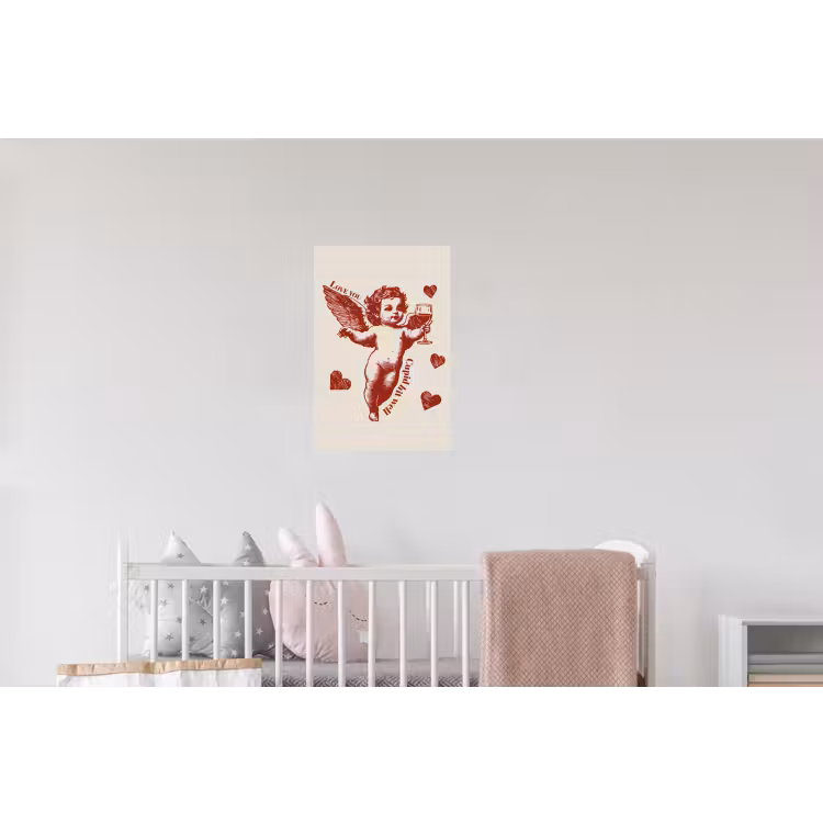 Cupido - Hartjes - Rood - Klassiek Muursticker klein -kinderkamer