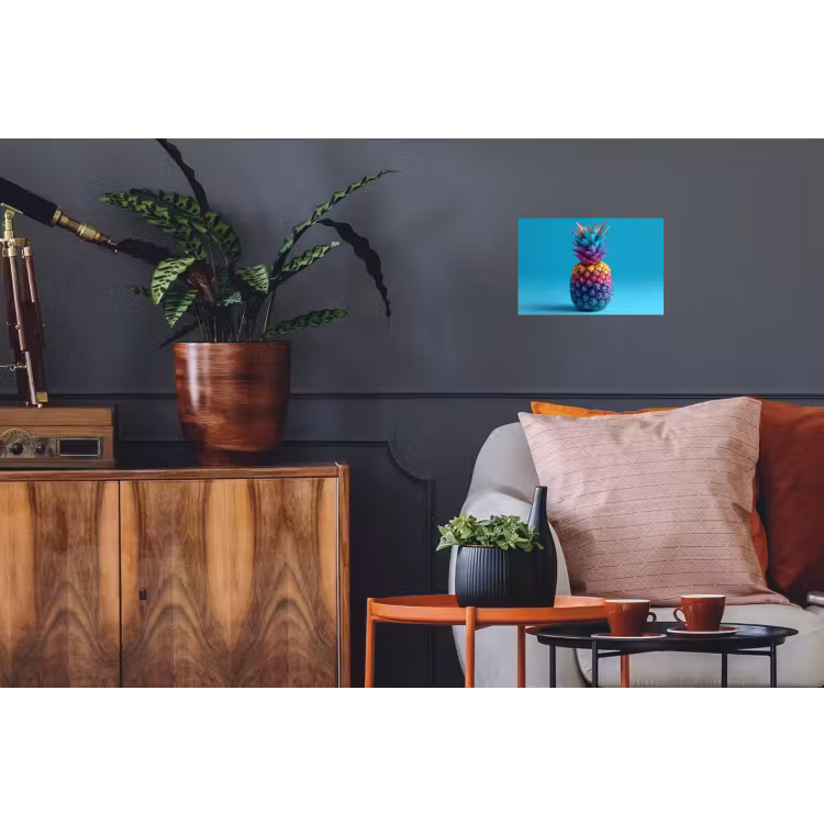 Ananas - Regenboog - Blauw - Popart Muursticker klein -kamerbank
