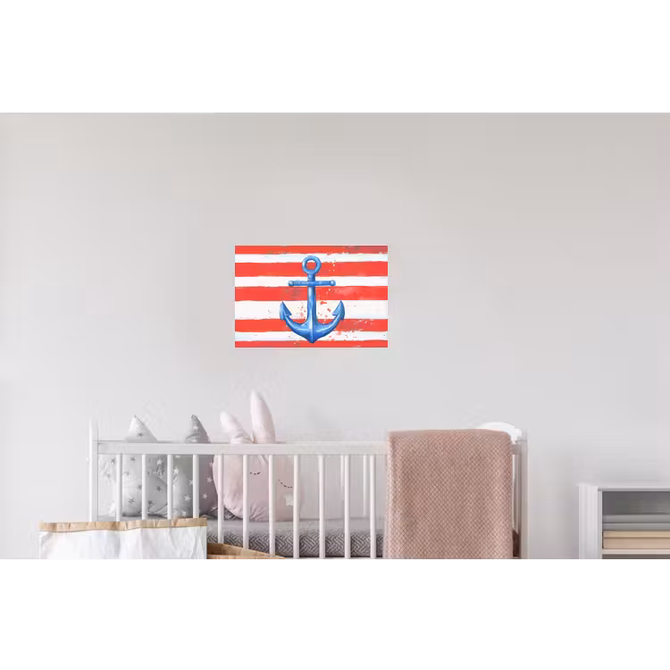 Anker - Verfspatten - Rood - Blauw Muursticker klein -kinderkamer