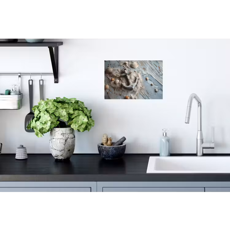 Anker - Hout - Schelpen - Zand Muursticker klein -keuken