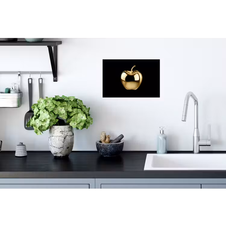 Appel - Goud - Chrome - Zwart Muursticker klein -keuken