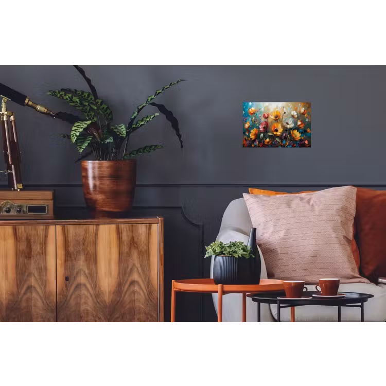 Watercolor - Bloemen - Kunst - Modern Muursticker klein -kamerbank