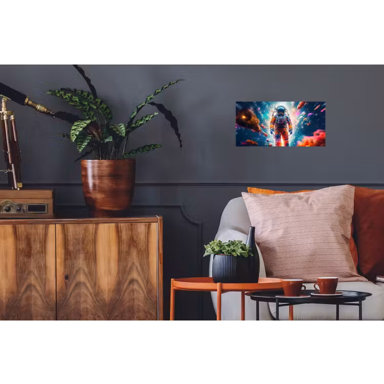 Astronaut - Neon - Meteoriet - Neon Muursticker klein -kamerbank