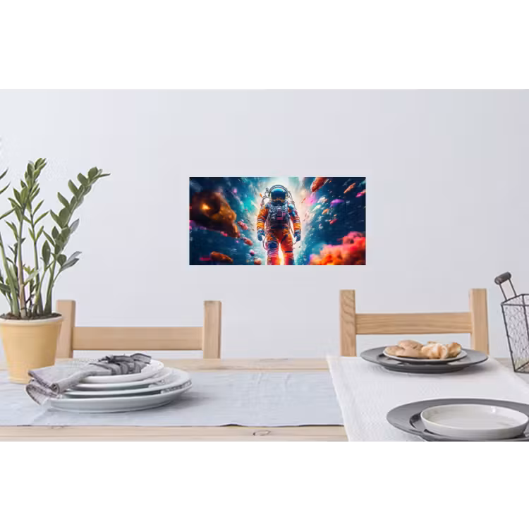 Astronaut - Neon - Meteoriet - Neon Muursticker klein -eettafel