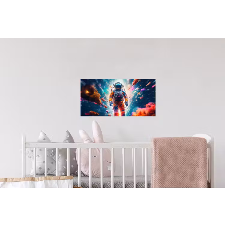 Astronaut - Neon - Meteoriet - Neon Muursticker klein -kinderkamer
