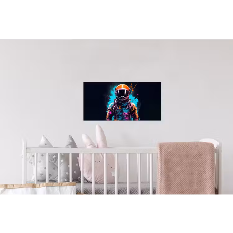 Astronaut - Neon - Gaming - Ruimte Muursticker klein -kinderkamer