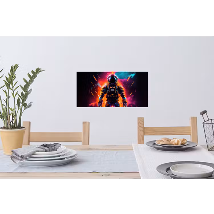 Astronaut - Neon - Gaming - Ruimte Muursticker klein -eettafel