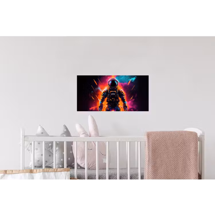Astronaut - Neon - Gaming - Ruimte Muursticker klein -kinderkamer
