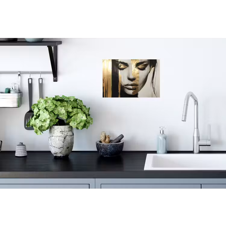 Ogen - Gezicht - Goud - Strepen Muursticker klein -keuken