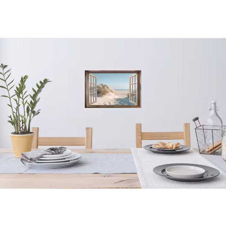 Doorkijk - Helmgras - Duinen - Zee - Landschap Muursticker klein -eettafel