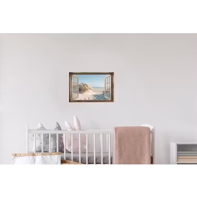 Doorkijk - Helmgras - Duinen - Zee - Landschap Muursticker klein -kinderkamer