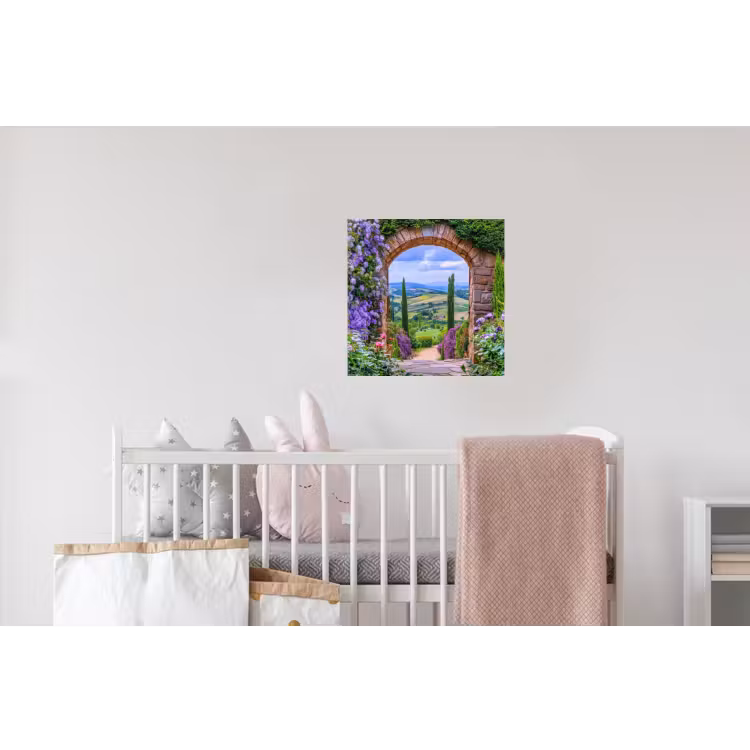Doorkijk - Toscane - Landschap - Poort Muursticker klein -kinderkamer