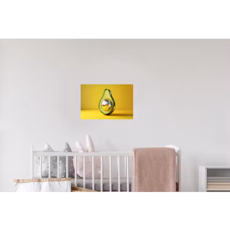 Avocado - Discobal - Geel - Glitter Muursticker klein -kinderkamer