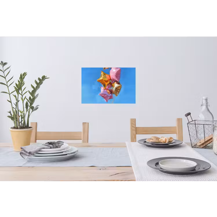 Ballonnen - Goud - Stervorm - Roze Muursticker klein -eettafel