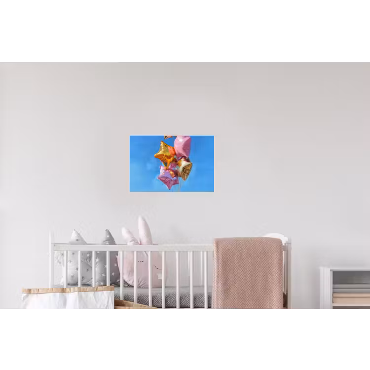 Ballonnen - Goud - Stervorm - Roze Muursticker klein -kinderkamer
