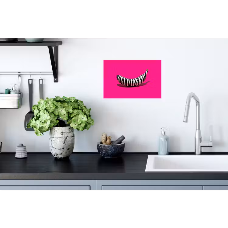Banaan - Zebraprint - Roze Muursticker klein -keuken