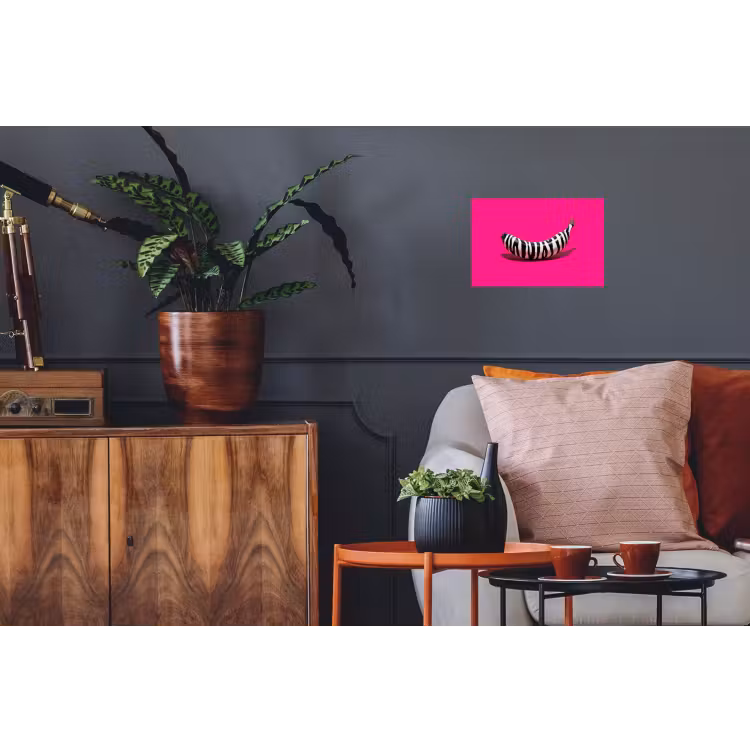 Banaan - Zebraprint - Roze Muursticker klein -kamerbank