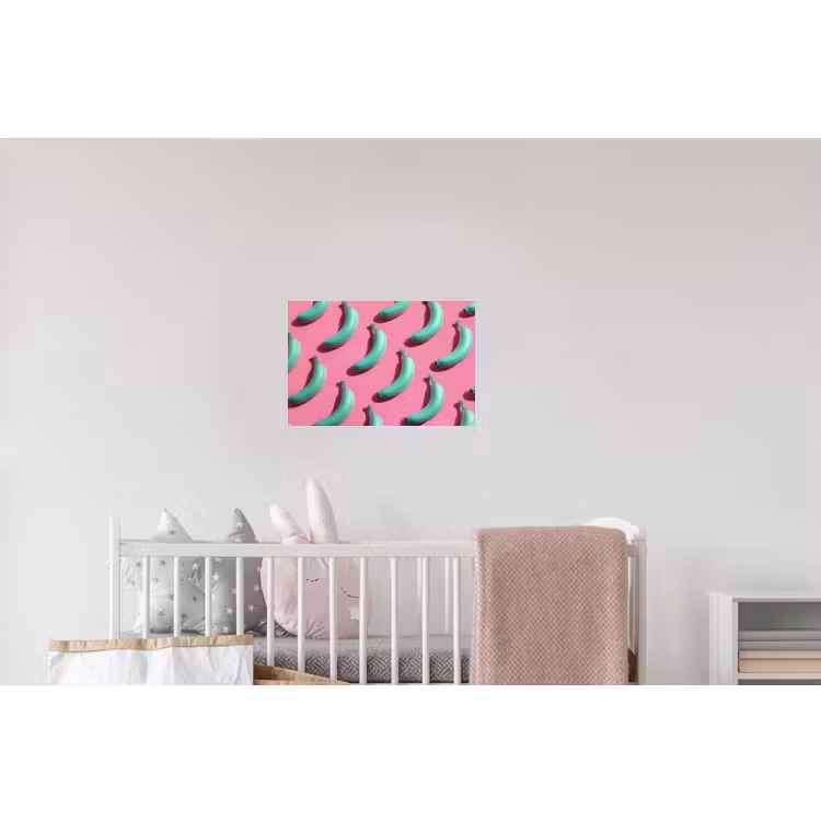 Bananen - Patroon - Blauw - Roze Muursticker klein -kinderkamer