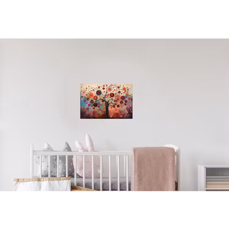 Levensboom - Bloemen - Roze - Hippie - Kunst Muursticker klein -kinderkamer