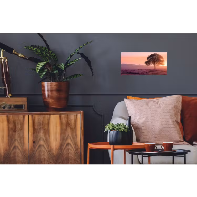 Boom - Heide - Zonsopgang Muursticker klein -kamerbank