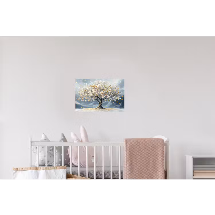 Boom - Winter - Levensboom - Modern - Goud Muursticker klein -kinderkamer