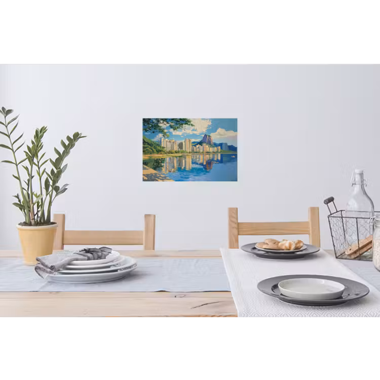 Berg - Skyline - Strand - Water Muursticker klein -eettafel