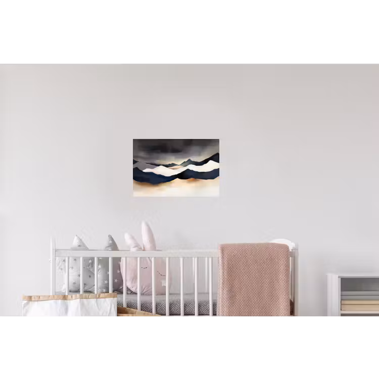 Bergen - Donkerblauw - Landschap Muursticker klein -kinderkamer