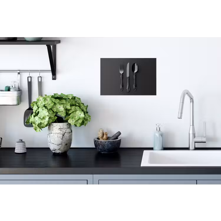 Bestek - Zwart Muursticker klein -keuken