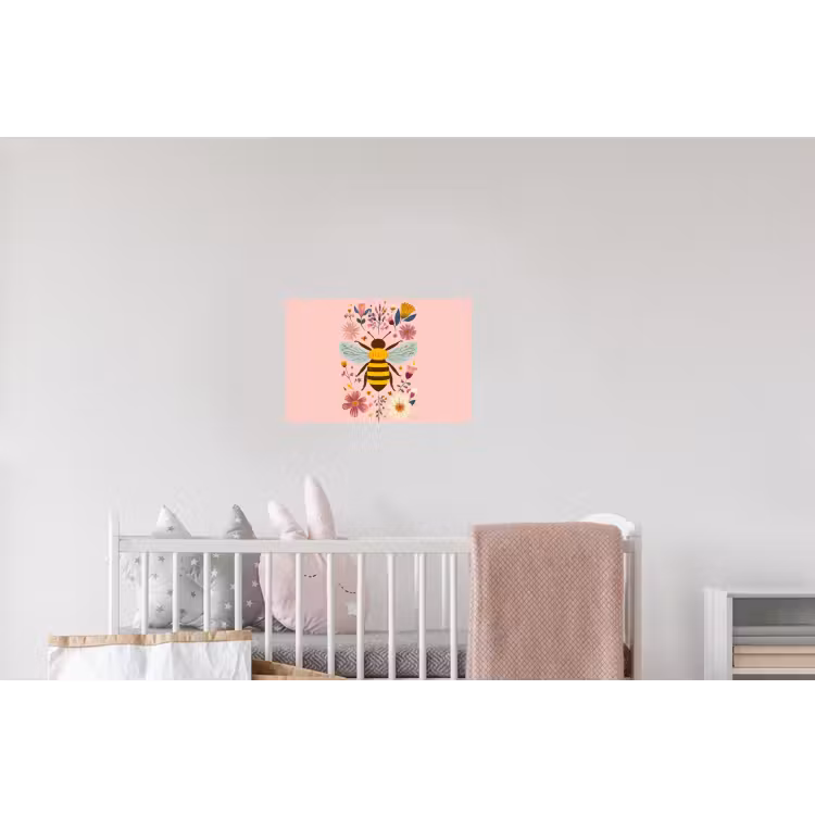 Bij - Geel - Bloemen - Kleurrijk Muursticker klein -kinderkamer
