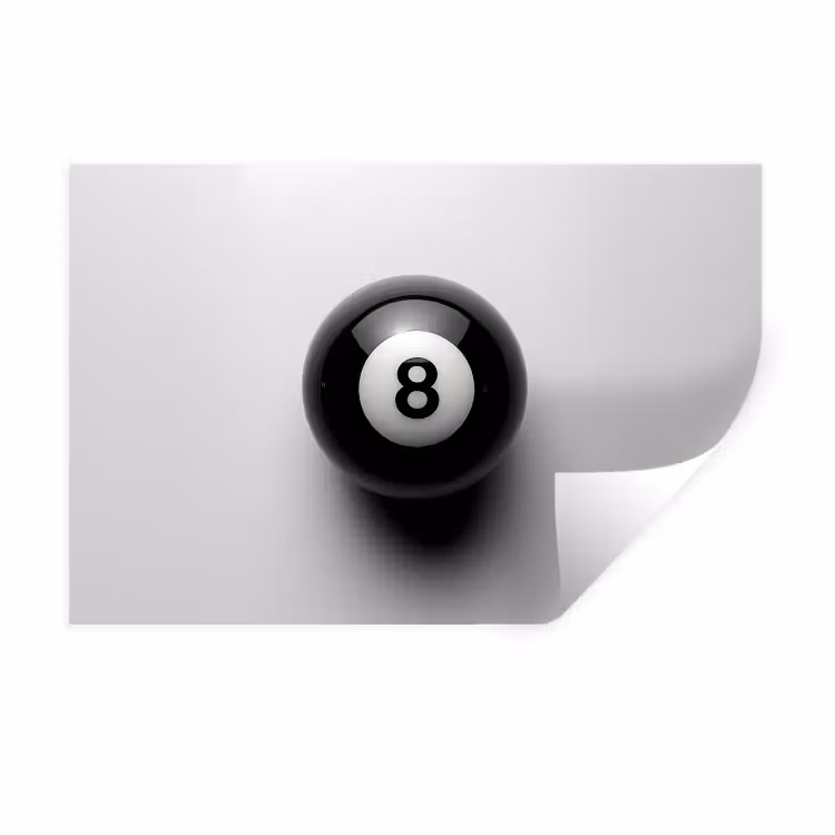 Biljartbal - Getal - Acht - Wit Muursticker klein -3d