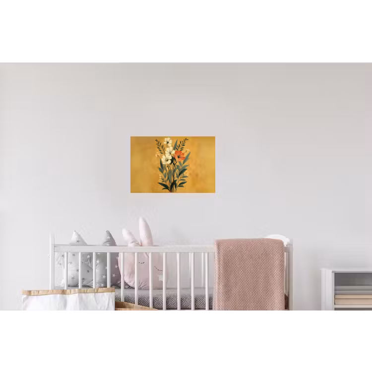 Bladeren - Boeket - Bloemen - Geel Muursticker klein -kinderkamer