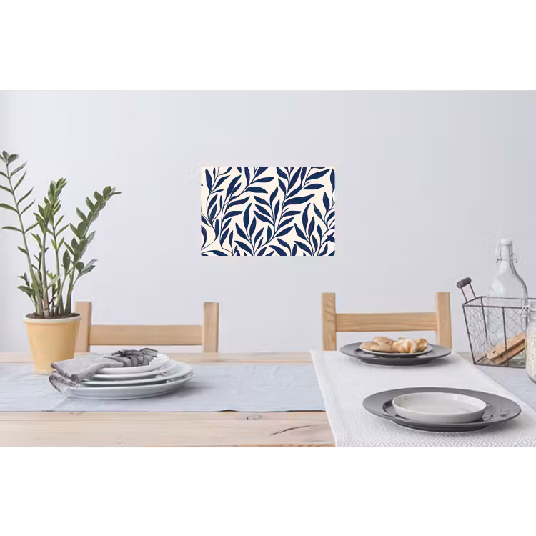 Bladeren - Klimop - Donkerblauw Muursticker klein -eettafel
